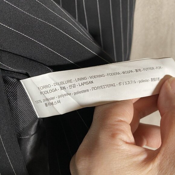 ZARA Pinstripe Blazer XS Black Double Breasted Gold Buttons Tailored Old Money - Picture 8 of 13